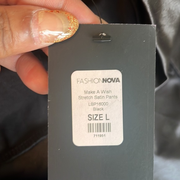 Fashion Nova Size L Make a Wish Satin Like Pants! Super Cute!!! - Picture 5 of 6